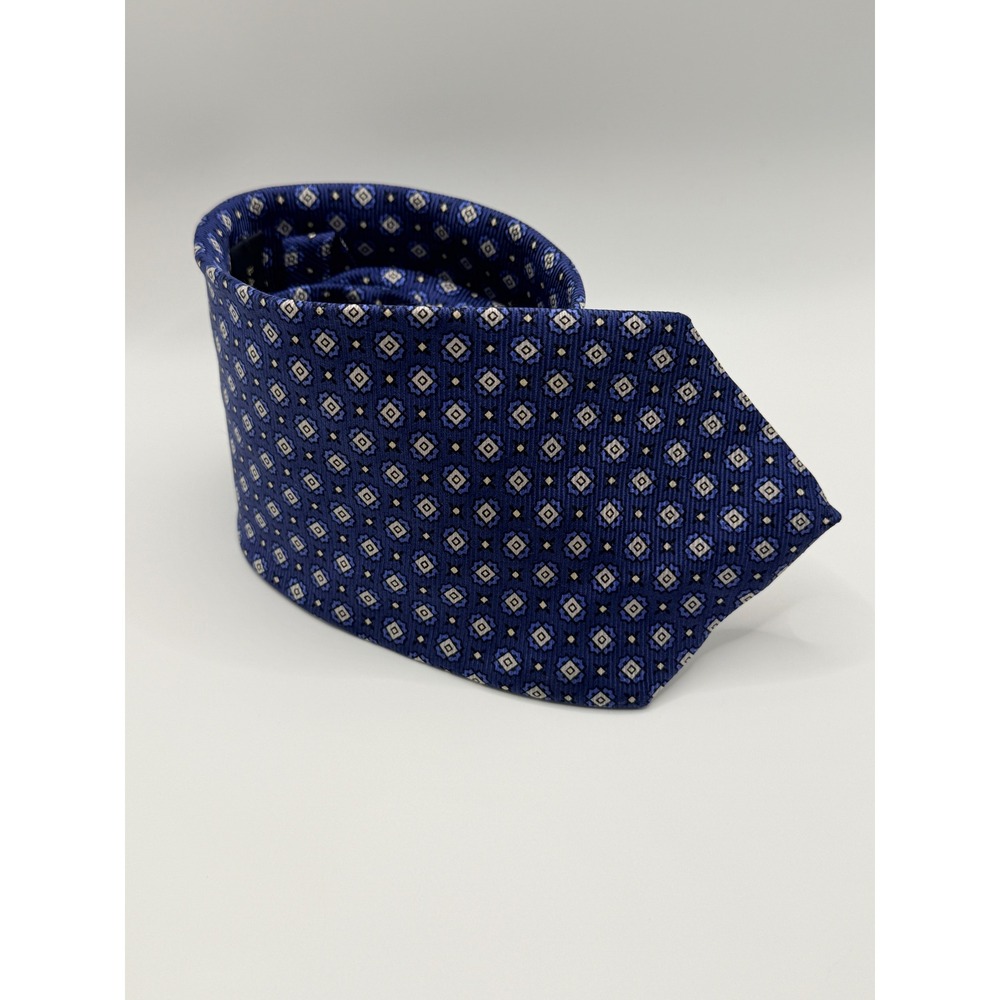 Banana Republic Mens Blue Geometric Diamond Silk Necktie Made in Italy 6130